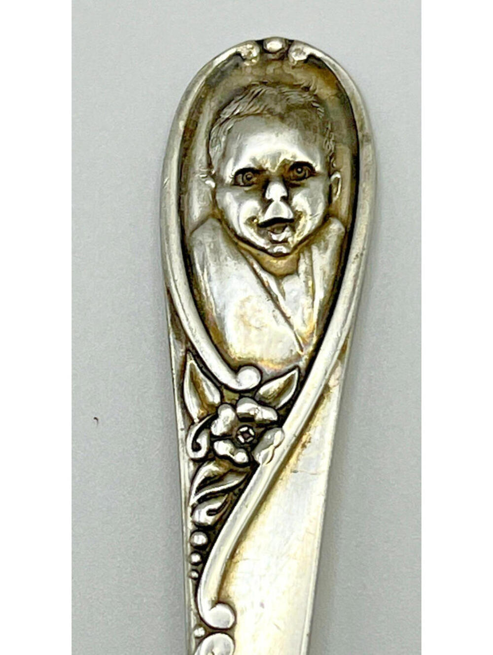 Winthrop Gerber Baby Spoon Vintage by Intl Silver Straight Handle Flower 4 1/2"